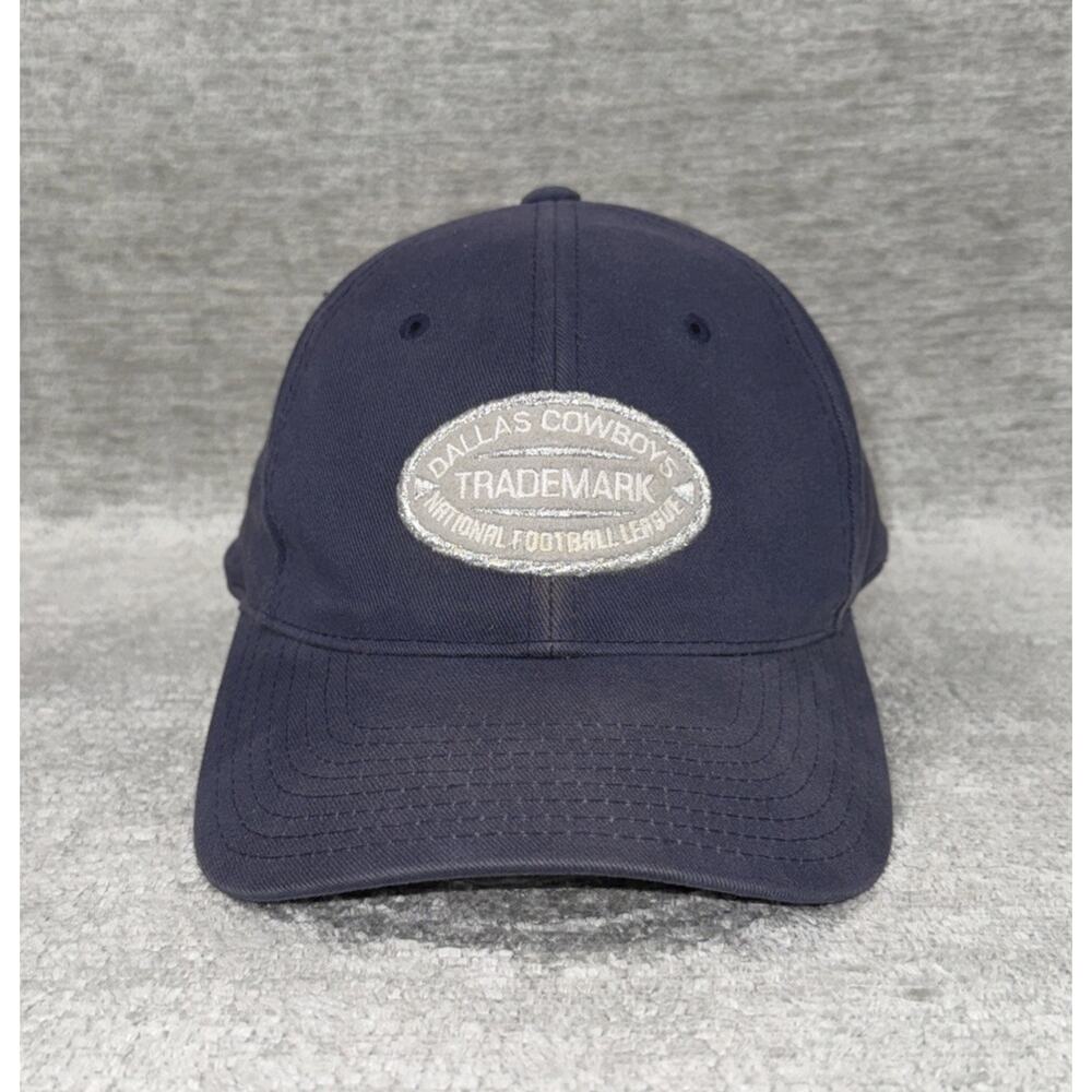 Vtg Dallas Cowboys Annco Strapback Hat 90s NFL Trademark Oval Patch Blue Silver